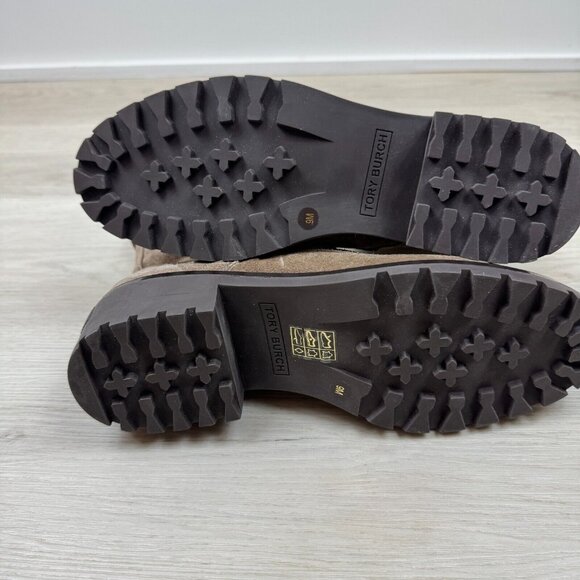 Tory Burch Lace Up Suede Combat Boots Womens 9 Brown Lug Sole - Picture 6 of 7